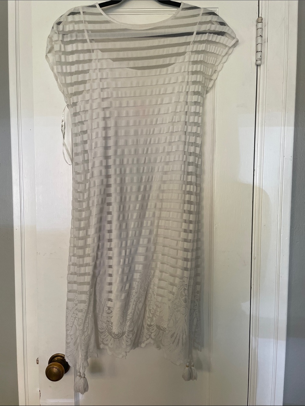 Lilly Pulitzer Women’s White Sheer Stripe Overlay Dress